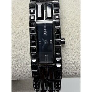 DKNY NY-3897 New Battery Ladies Watch Black Crystals 12MM 6" Solid Stainless
